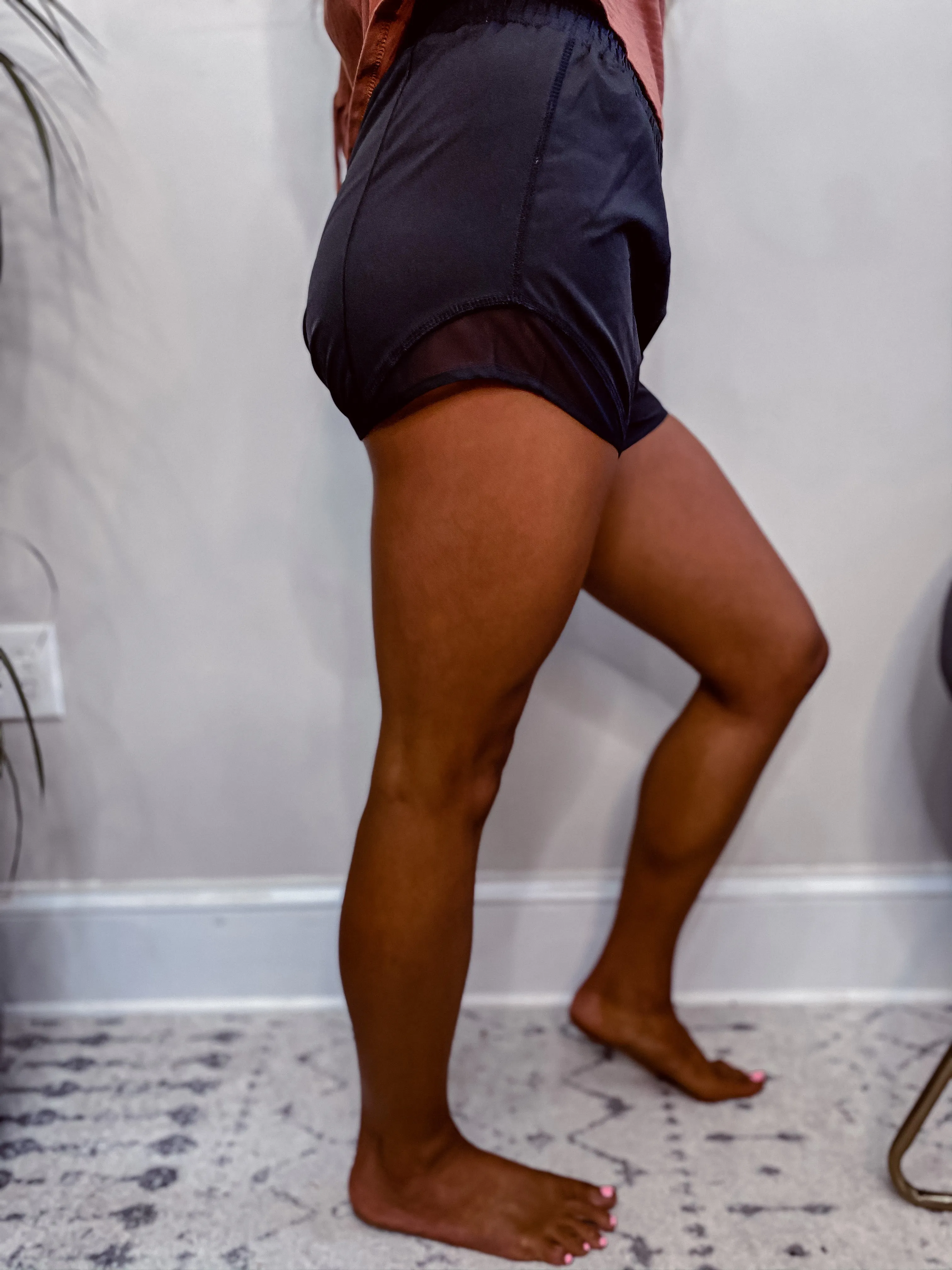 Black Solid Athletic Shorts