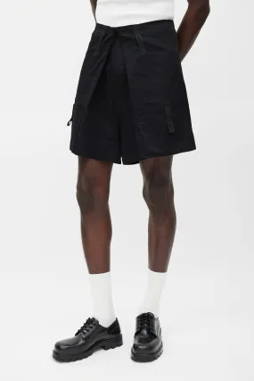 Black Wide Leg Cargo Short