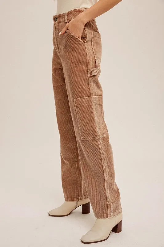 Camel Cargo Corduroy Pants