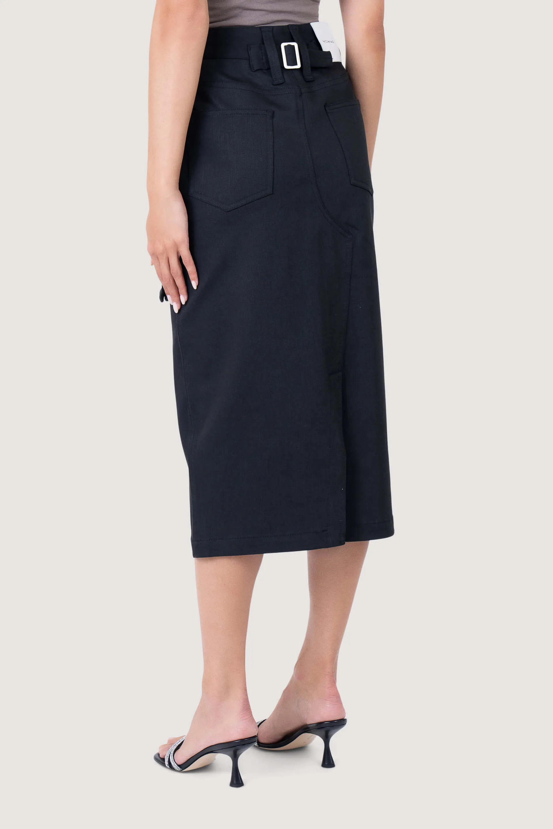 Deconstructed Denim Midi Skirt