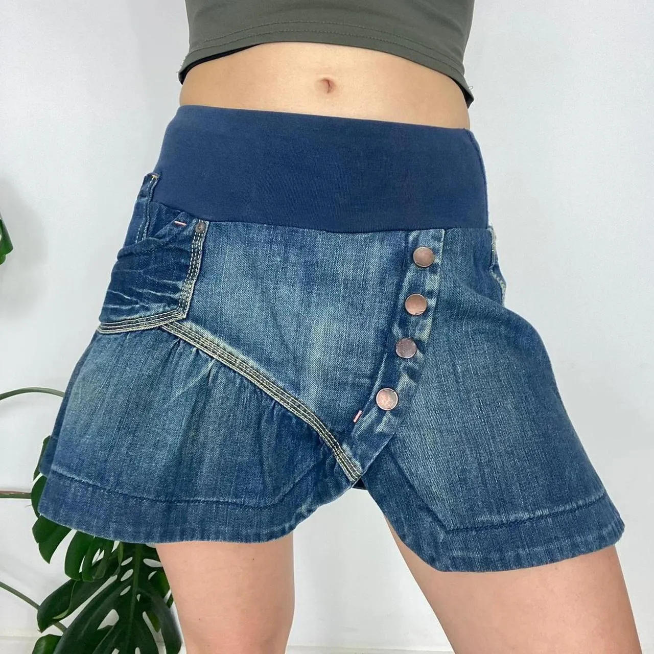 denim mini wrap skirt