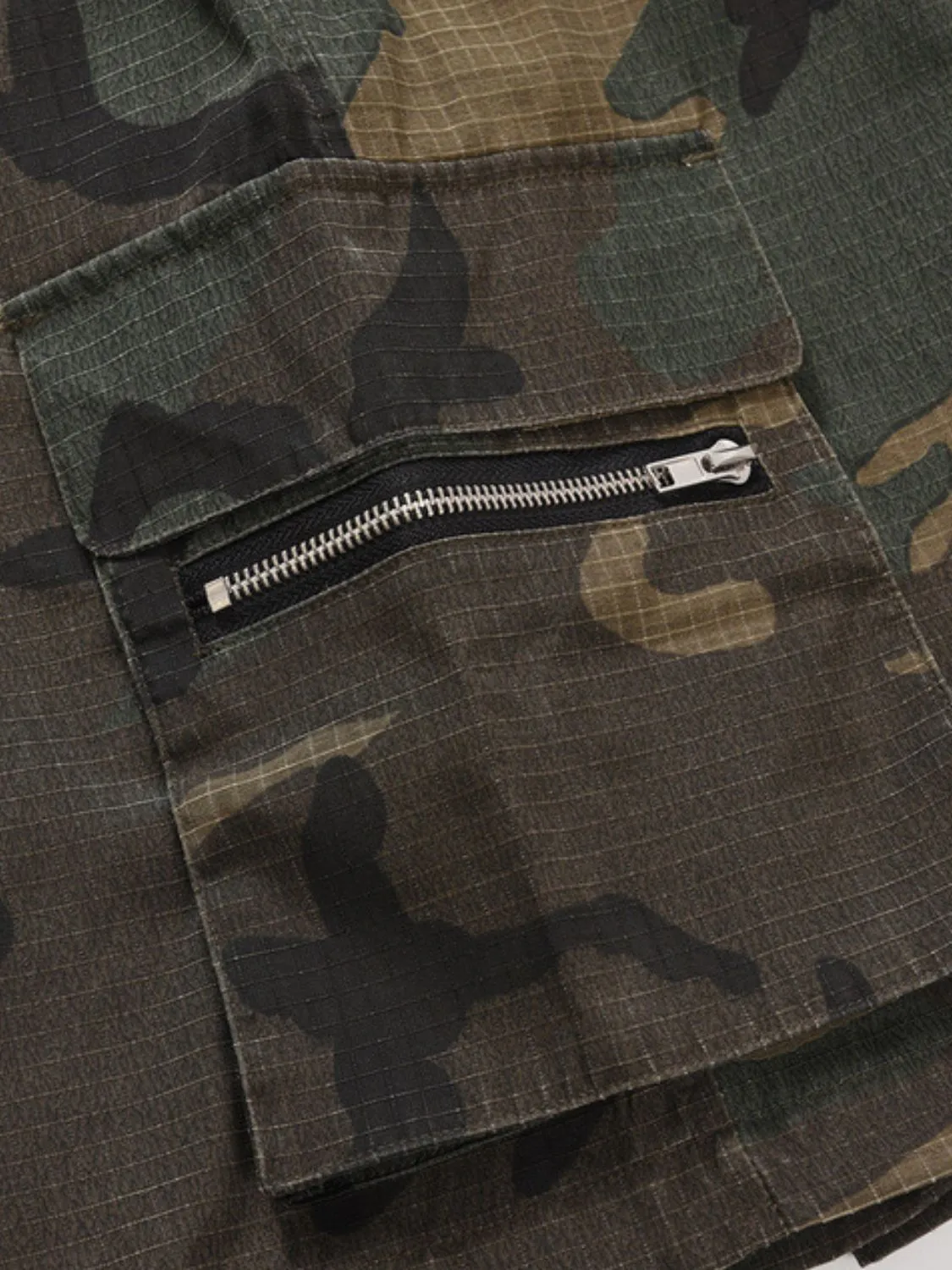 Drawstring Camouflage Cargo Pocket Shorts