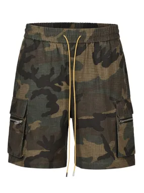 Drawstring Camouflage Cargo Pocket Shorts