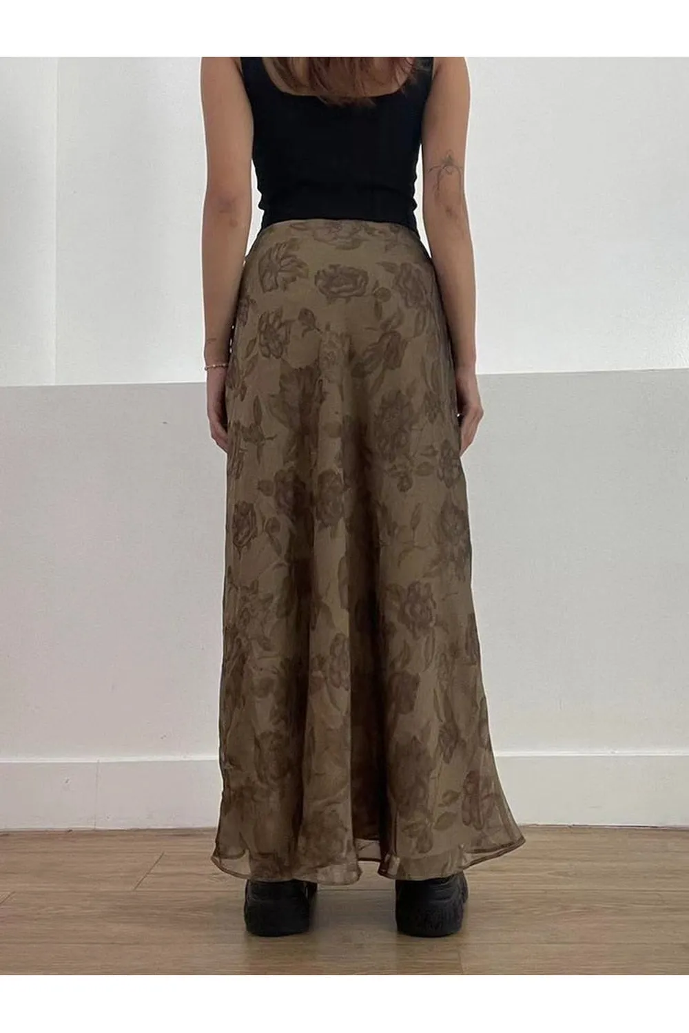 Fairycore Grunge Floral Print Maxi Skirts