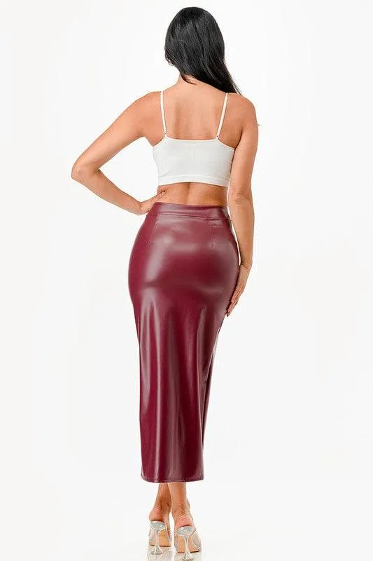 LA SCALA Long PU leather Pencil Skirt