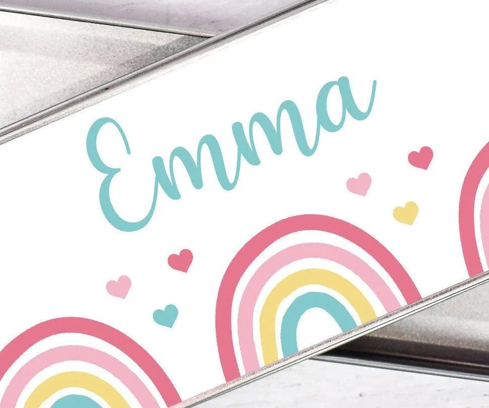 Personalised Rainbow Pencil Case, Rainbow  School Pencil Case, Kids Rainbow Metal Pencil Case, Girls School Pencil Tin, Rainbow Gifts, Girls